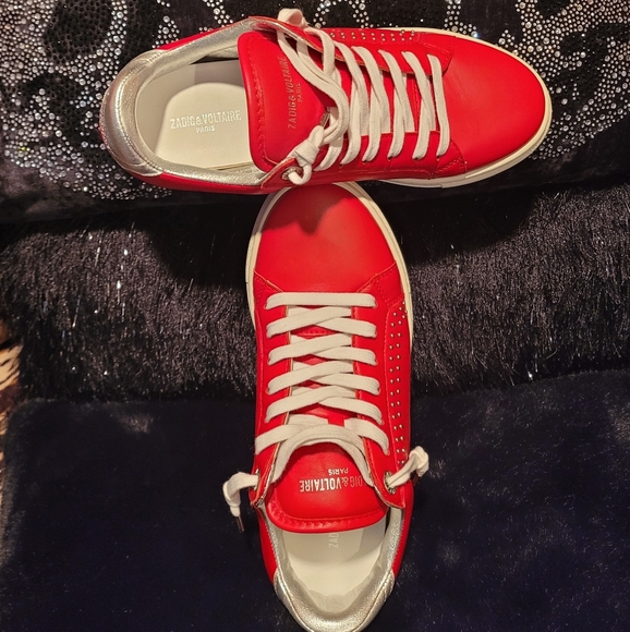 PRE-OWNED Zadig &  Voltaire Designer Premium Leather Tennis Sneakers - Picture 6 of 7